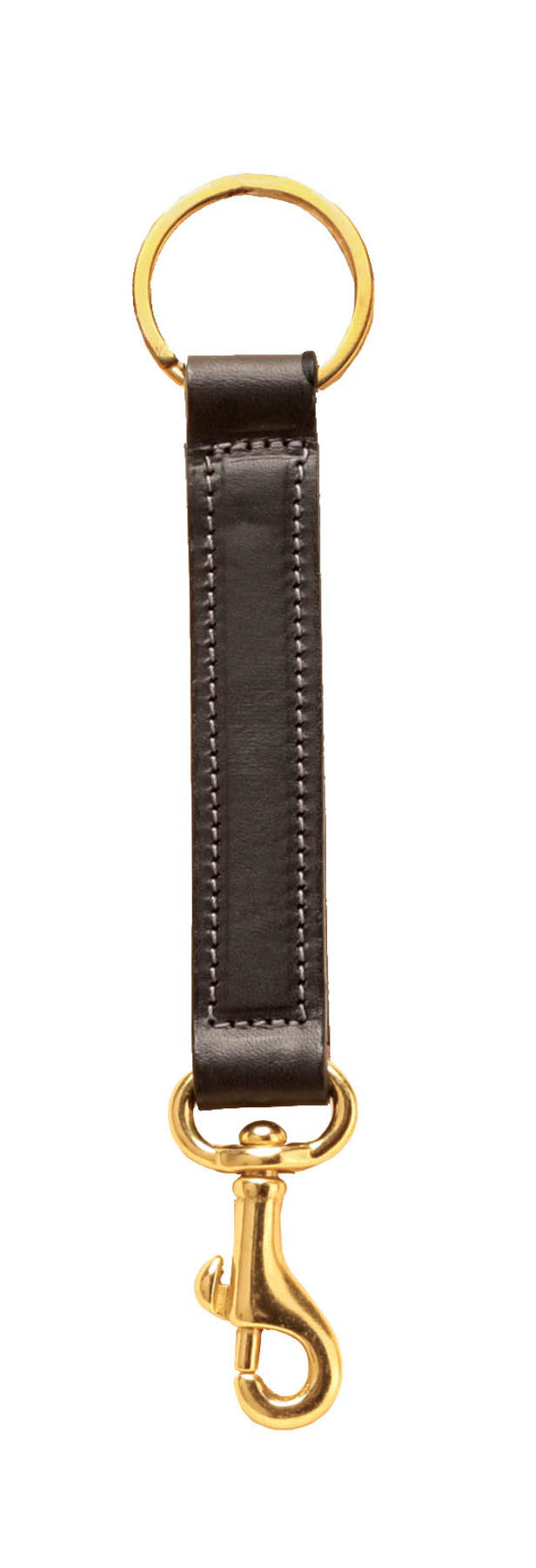 Tory Leather Black Brass Bolt Snap Key Fob