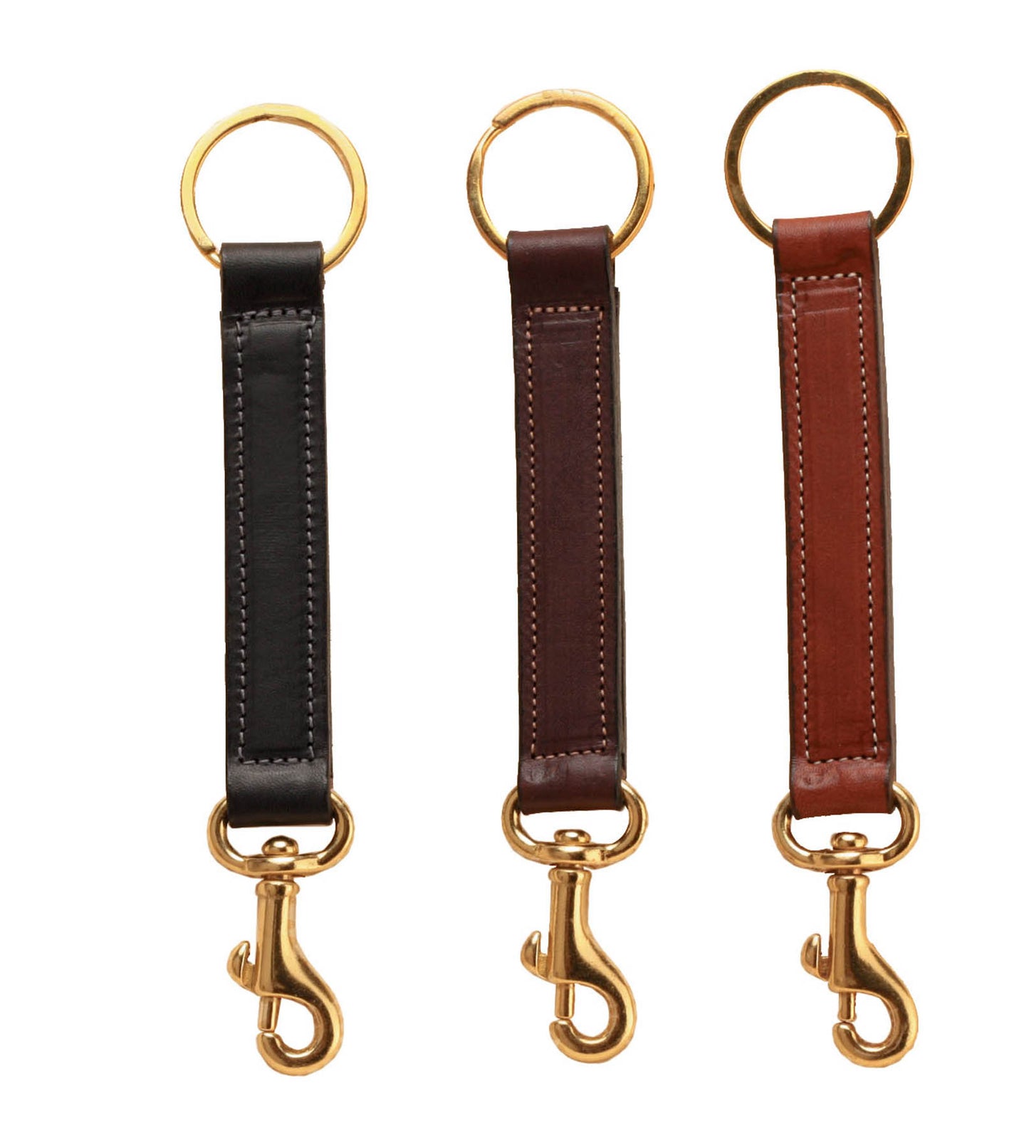 Tory Leather Black Brass Bolt Snap Key Fob