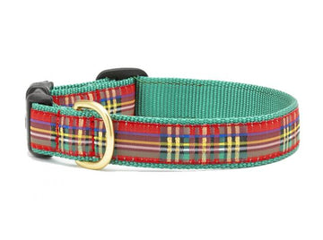 Up Country Christmas sparkle plaid dog collar