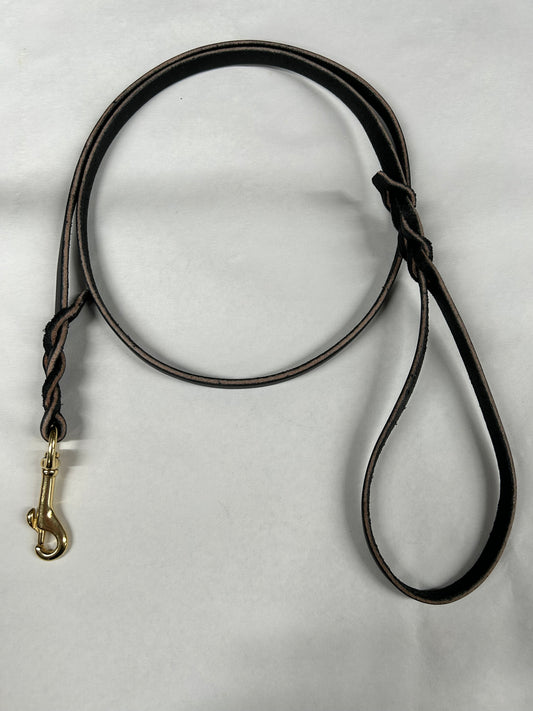 5ft x 1/2in braided leather leash (black)