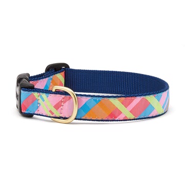 Up Country pink madras dog collar
