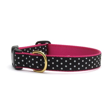 Up Country black and white dot dog collar