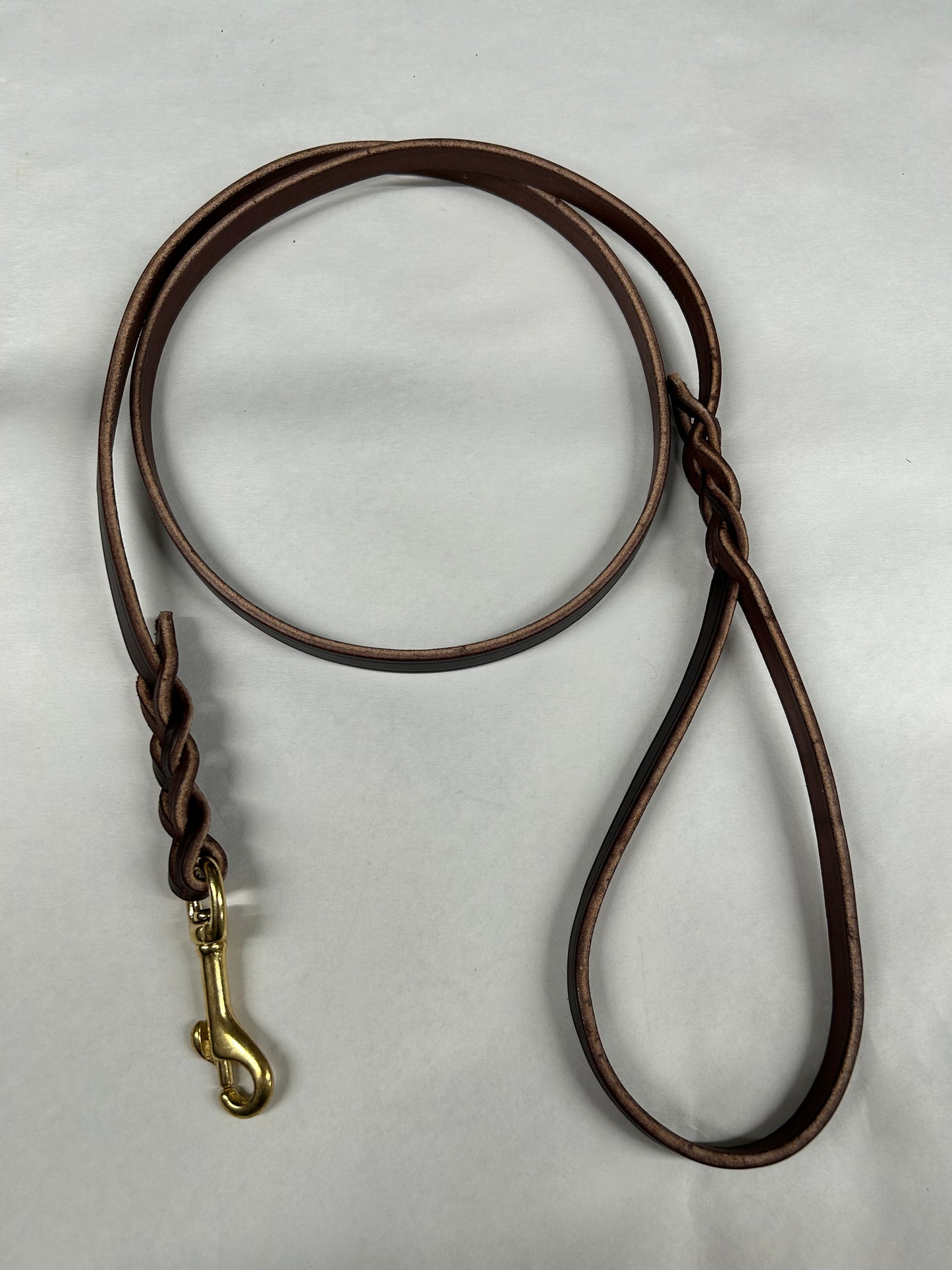 5ft x 1/2in braided leather leash (brown)