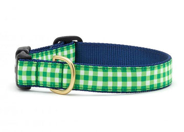 Up Country lime gingham dog collar