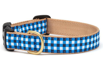 Up Country navy gingham dog collar