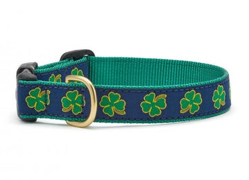 Up Country navy shamrock dog collar