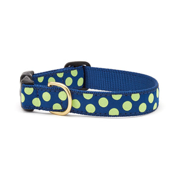 Up Country navy and lime dot dog collar
