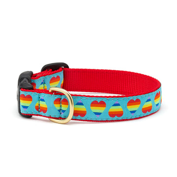 Up Country rainbow hearts dog collar