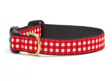 Up Country red gingham dog collar