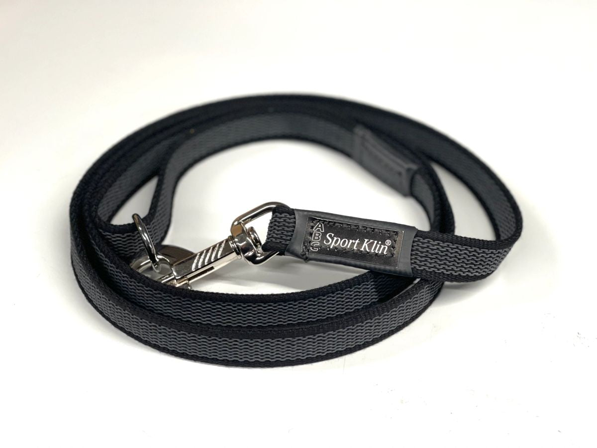 Klin Sport soft rubber lined leash with handle and O ring (black)