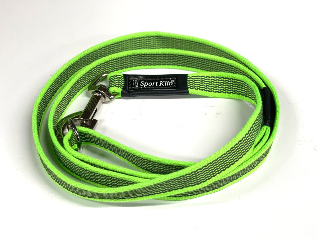 Klin Sport soft rubber lined leash with handle and O ring (green)