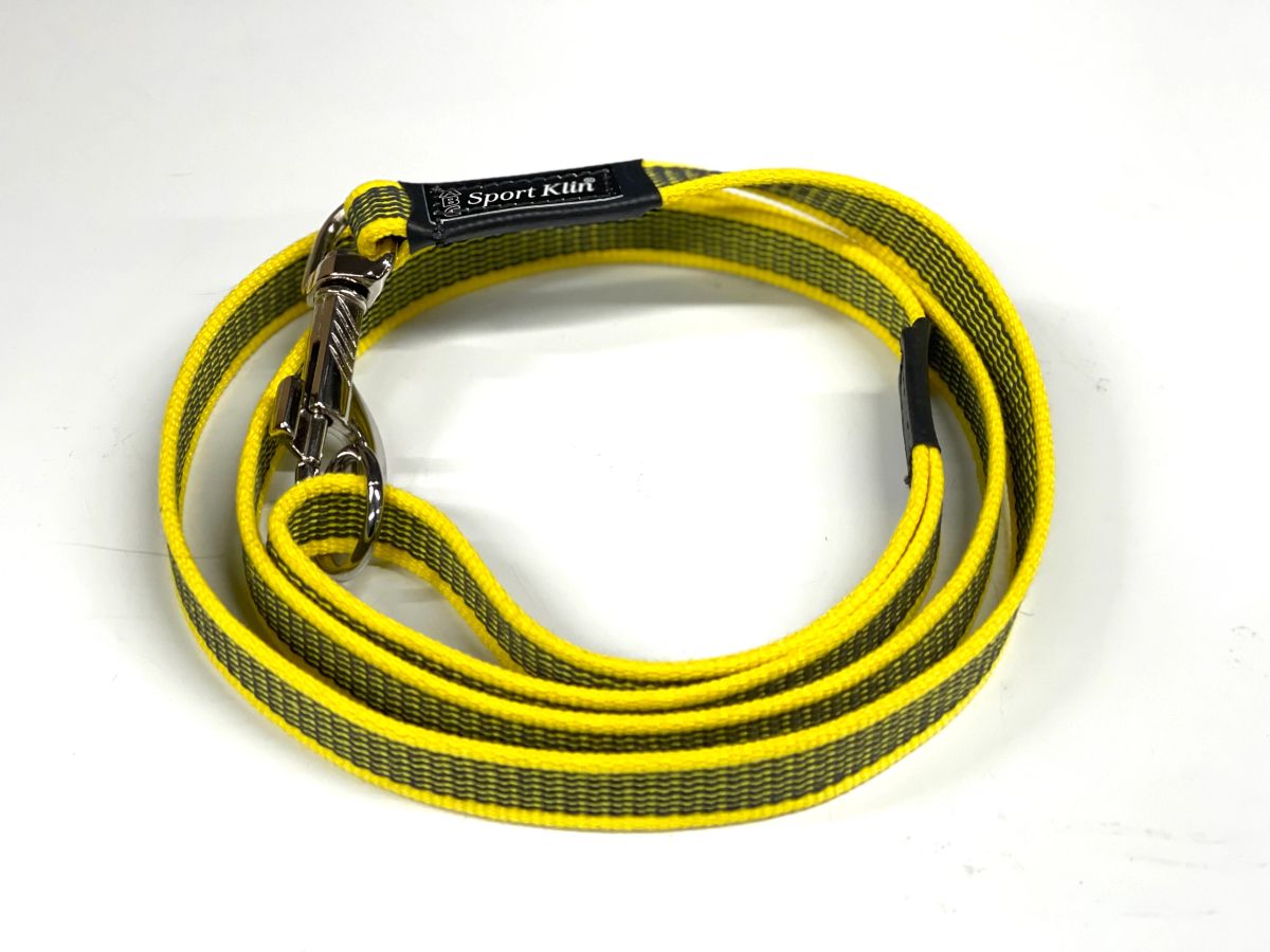 Klin Sport soft rubber lined leash with handle and O ring (yellow)