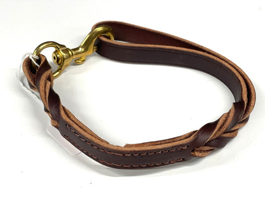 Short braided leather leash